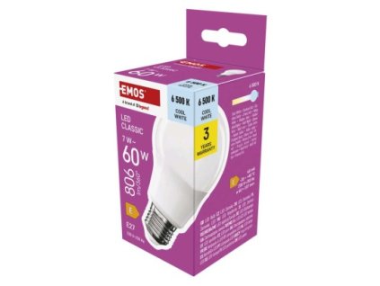 61426 led zarovka classic a60 e27 7 w 60 w 806 lm studena bila