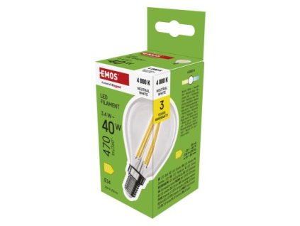 61585 led zarovka filament mini globe e14 3 4 w 40 w 470 lm neutralni bila
