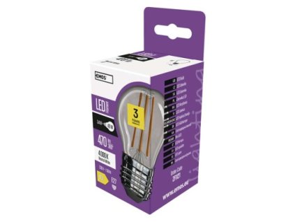60949 led zarovka filament mini globe e27 3 4 w 40 w 470 lm neutralni bila