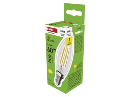 LED žiarovka Filament sviečka / E14 / 5,9 W (60 W) / 806 lm / neutrálna biela