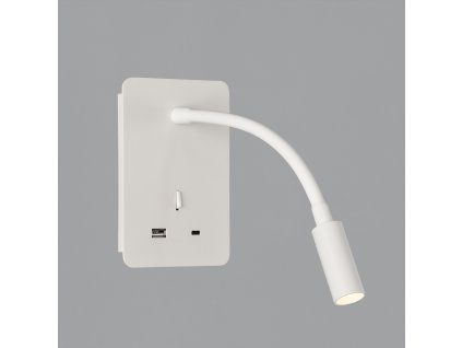 Nástenné LED svietidlo SENDA, v. 16 cm, 3W, CRI90, 2x vstup USB/USBC (Farba Biela)