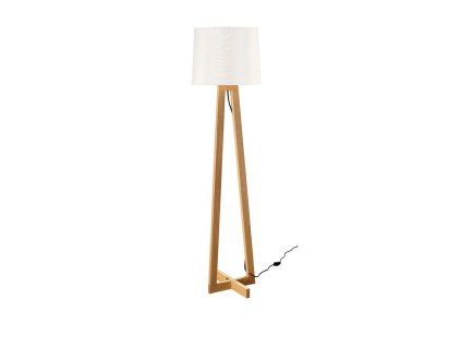 50285 stojaci lampa alma prirodni drevo bile stinidlo cerny kabel e27 1x12w