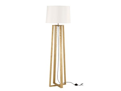 50282 stojaci lampa alma prirodni drevo bile stinidlo cerny kabel e27 1x12w