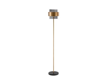 Stojacia lampa SIANNA dymové sklo mosadzný zlatý kov E27 1x12W