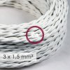 48278 2 textilni elektricky kabel 3x1 5 spiralovy umely hedvab tm01 bily
