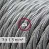48272 textilni elektricky kabel 3x1 5 spiralovy umely hedvab tm02 stribrny