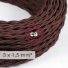 48281 2 textilni elektricky kabel 3x1 5 spiralovy umely hedvab tm13 hnedy