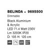 47636 6 zavesne led svitidlo belinda cerny hlinik a akryl 78w 3200k stmivatelne