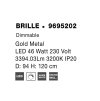 47714 8 zavesne led svitidlo brille zlaty hlinik a sklo 46w 3200k stmivatelne