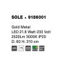 48749 10 zavesne led svitidlo sole zlaty kov 21 6w 3000k