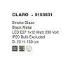 50747 2 zavesne svitidlo claro kourove sklo cerny kov e27 1x12w