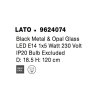 47048 zavesne svitidlo lato cerny kov a opalove sklo e14 1x5w