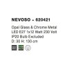 Závesné svietidlo NEVOSO opálové sklo, 30cm, E27 1x12W (Farba Chróm)