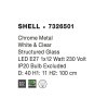 52637 2 zavesne svitidlo shell chromovany kov bila a cire strukturovane sklo e27 1x12w