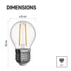 60946 2 led zarovka filament mini globe e27 1 8 w 25 w 250 lm neutralni bila