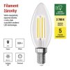 62795 3 led zarovka filament svicka a class e14 3 8 w 60 w 806 lm tepla bila