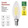 62795 7 led zarovka filament svicka a class e14 3 8 w 60 w 806 lm tepla bila