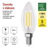 62795 8 led zarovka filament svicka a class e14 3 8 w 60 w 806 lm tepla bila
