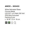 50297 2 nastenne svitidlo anco matne bile sklo chromovany kov e27 1x12w