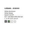 48251 2 nastenne svitidlo logan bila hlinik bile stinidlo e27 1x12w vypinac na tele