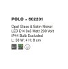 52406 2 nastenne svitidlo polo opalove sklo a nikl saten e14 3x5w ip44