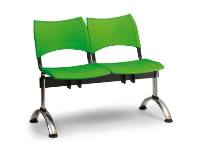 Plastová lavice VISIO, 2-sedák - chromované nohy, černá