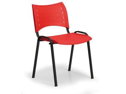 Plastová židle SMART - černé nohy, červená