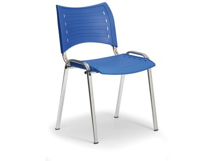 Plastová židle SMART - chromované nohy, modrá