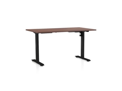 Výškově nastavitelný stůl OfficeTech A, 120 x 80 cm, černá podnož, ořech