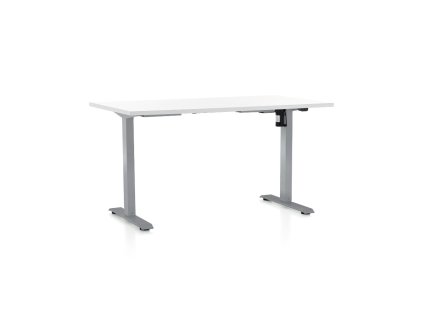 Výškově nastavitelný stůl OfficeTech A, 120 x 80 cm, šedá podnož, bílá