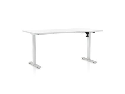 Výškově nastavitelný stůl OfficeTech A, 160 x 80 cm, bílá podnož, bílá