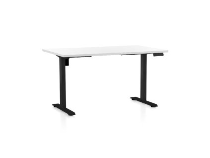 Výškově nastavitelný stůl OfficeTech B, 120 x 80 cm, černá podnož, bílá