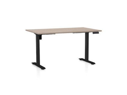 Výškově nastavitelný stůl OfficeTech B, 120 x 80 cm, černá podnož, dub