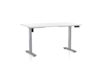 Výškově nastavitelný stůl OfficeTech B, 120 x 80 cm, šedá podnož, bílá
