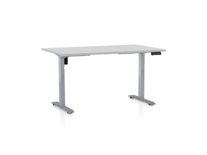 Výškově nastavitelný stůl OfficeTech B, 120 x 80 cm, šedá podnož, světle šedá