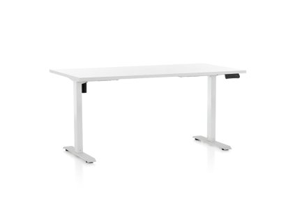Výškově nastavitelný stůl OfficeTech B, 160 x 80 cm, bílá podnož, bílá