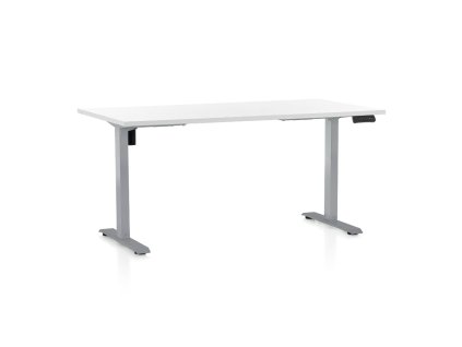 Výškově nastavitelný stůl OfficeTech B, 160 x 80 cm, šedá podnož, bílá