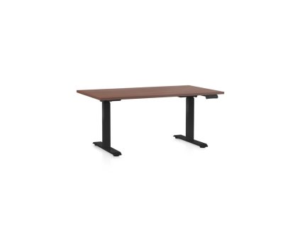Výškově nastavitelný stůl OfficeTech C, 120 x 80 cm, černá podnož, ořech