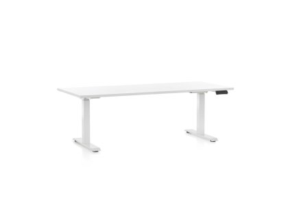 Výškově nastavitelný stůl OfficeTech C, 180 x 80 cm, bílá podnož, bílá