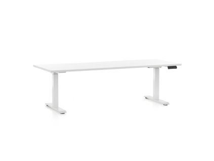 Výškově nastavitelný stůl OfficeTech C, 200 x 80 cm, bílá podnož, bílá
