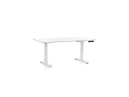 Výškově nastavitelný stůl OfficeTech D, 120 x 80 cm, bílá podnož, bílá