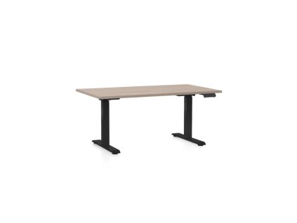 Výškově nastavitelný stůl OfficeTech D, 120 x 80 cm, černá podnož, dub