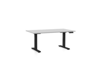 Výškově nastavitelný stůl OfficeTech D, 120 x 80 cm, černá podnož, světle šedá