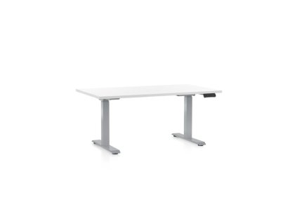 Výškově nastavitelný stůl OfficeTech D, 120 x 80 cm, šedá podnož, bílá