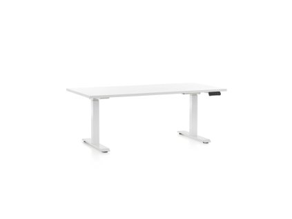 Výškově nastavitelný stůl OfficeTech D, 160 x 80 cm, bílá podnož, bílá