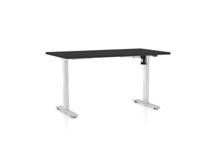 Výškově nastavitelný stůl OfficeTech A, 120 x 80 cm, bílá podnož, černá