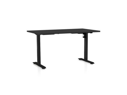 Výškově nastavitelný stůl OfficeTech A, 140 x 80 cm, černá podnož, černá