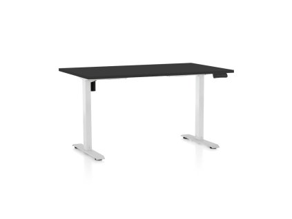 Výškově nastavitelný stůl OfficeTech B, 140 x 80 cm, bílá podnož, černá