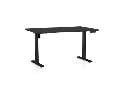 Výškově nastavitelný stůl OfficeTech B, 140 x 80 cm, černá podnož, černá
