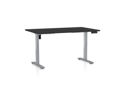 Výškově nastavitelný stůl OfficeTech B, 140 x 80 cm, šedá podnož, černá